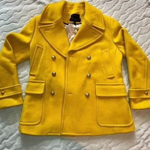 J Crew Nello Gori Majesty Peacoat Coat Stadium Cloth Yellow Women's Size 12